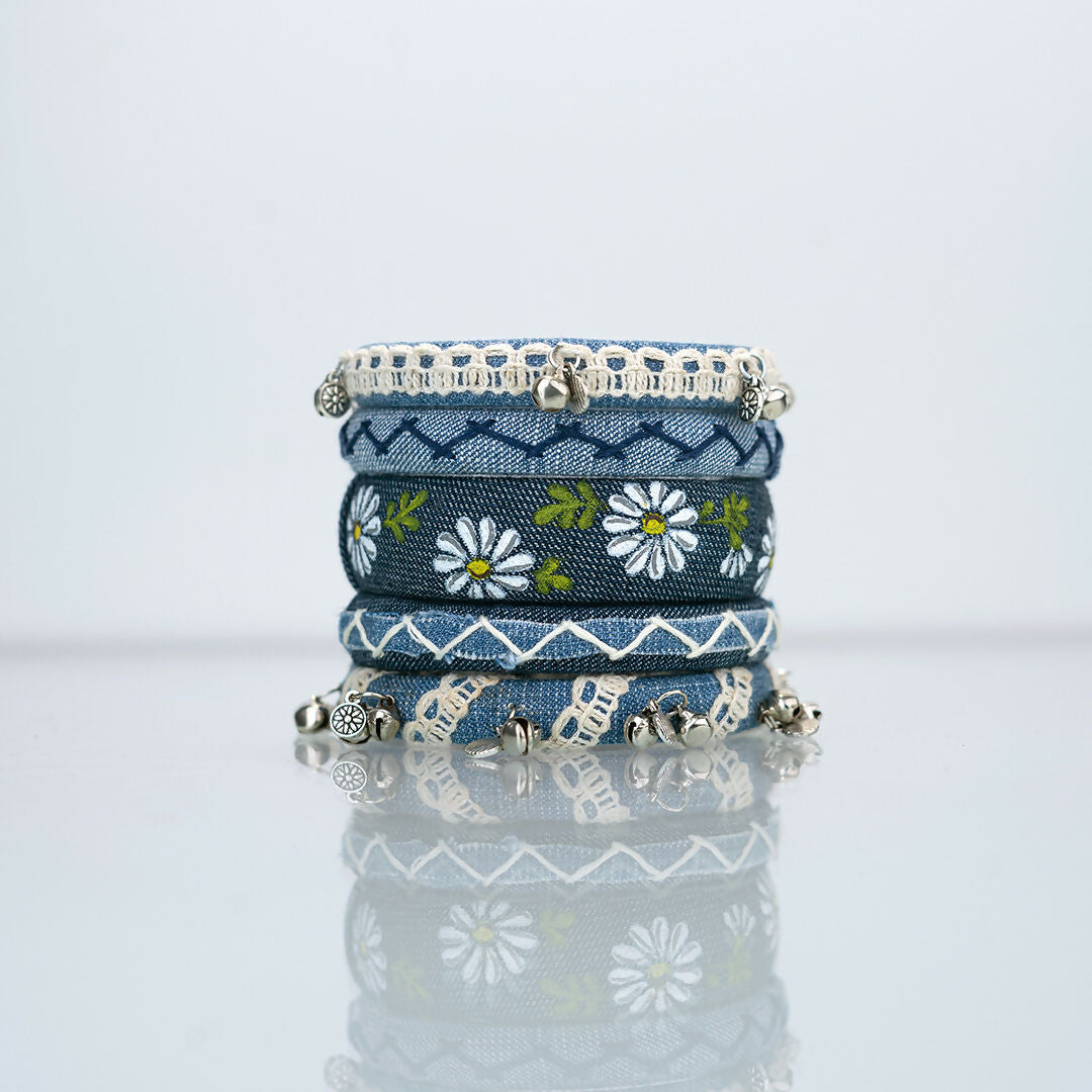 Floret Denim Bangle Set