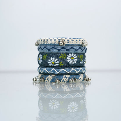 Floret Denim Bangle Set