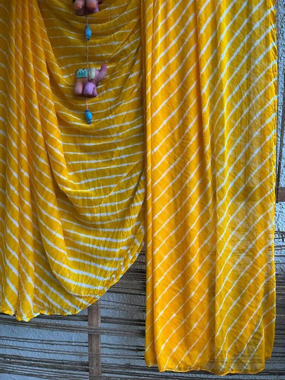 Leheriya Handcrafted Chiffon Saree