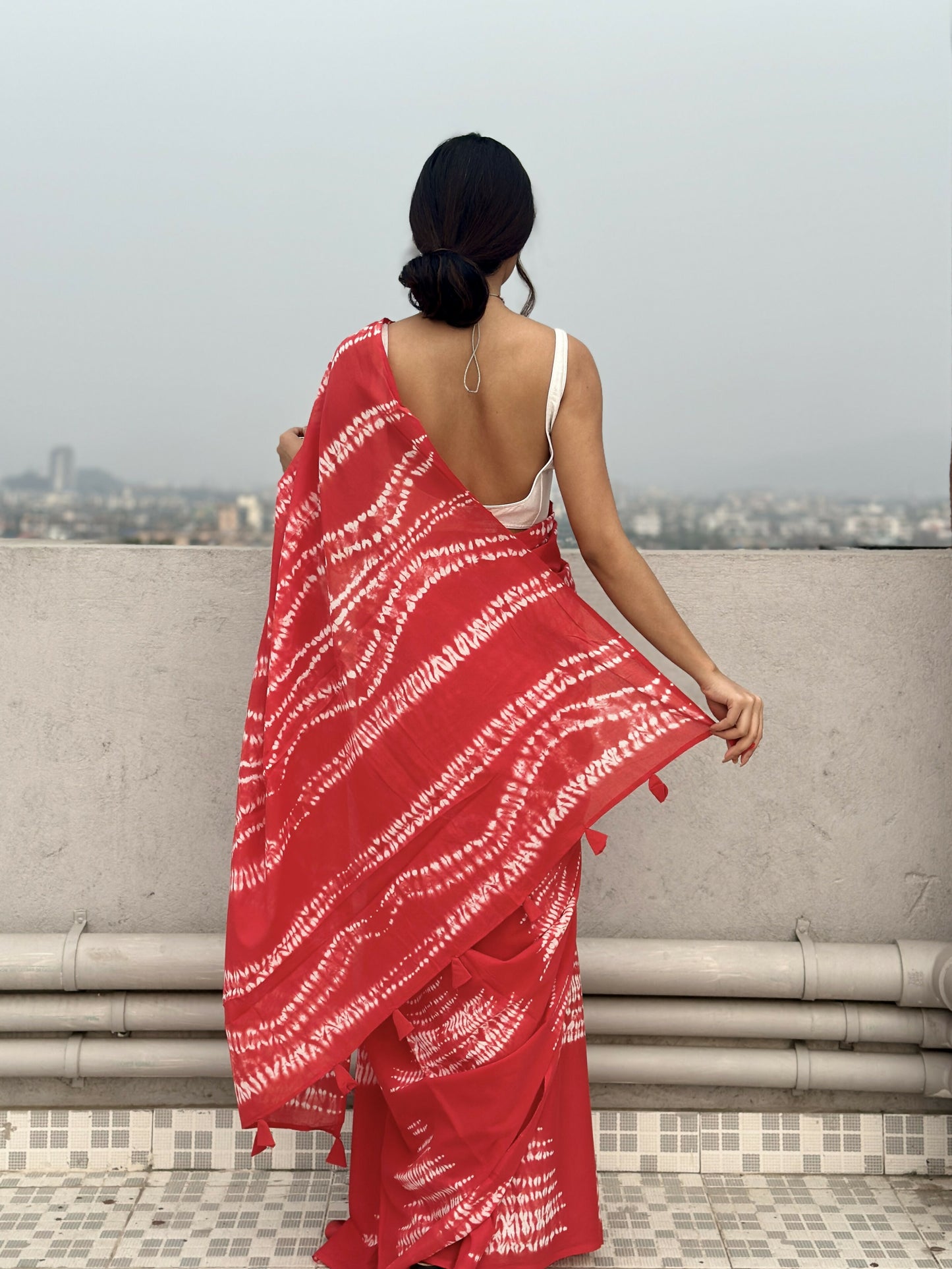 Tie & Dye Shibori Print Mulmul Cotton Saree