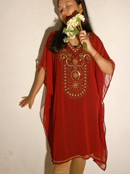 Noor Georgette Kaftan with Golden Embroidery