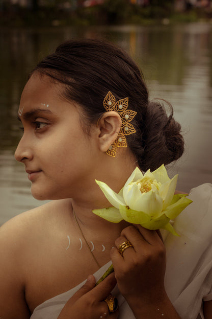 Moonstone Leaf Ear Cuff