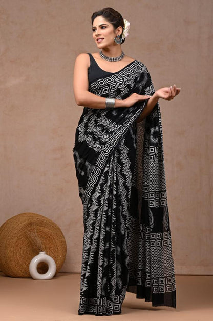 Raaz Mul Cotton Hand Block Printed Saree