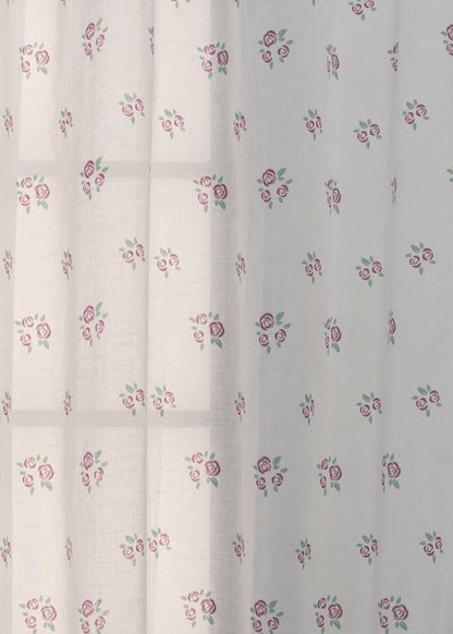 Light Filtering - Lavender Rose Garden Cotton Sheer Curtain