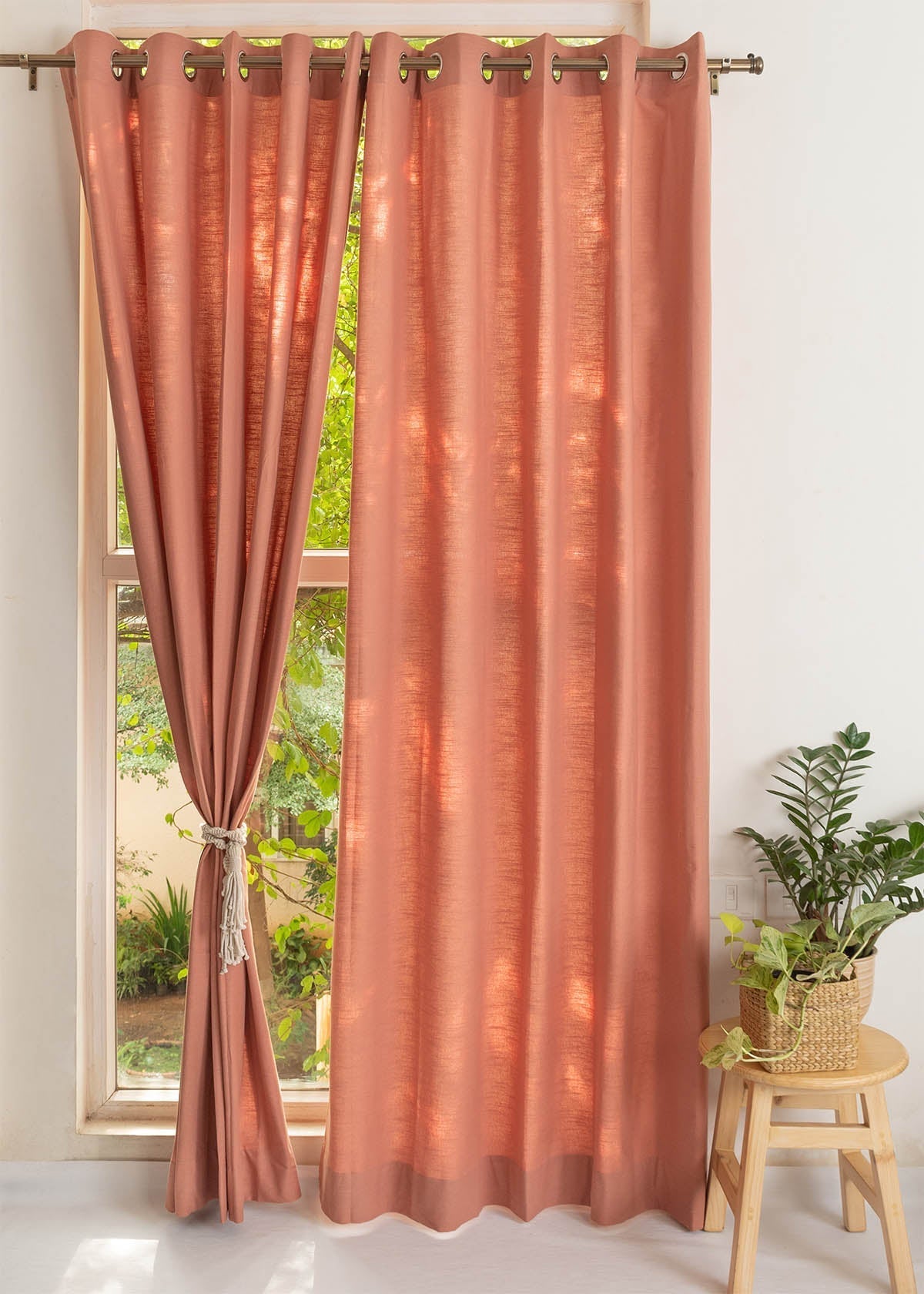 Room Darkening - Solid Rust Cotton Curtain