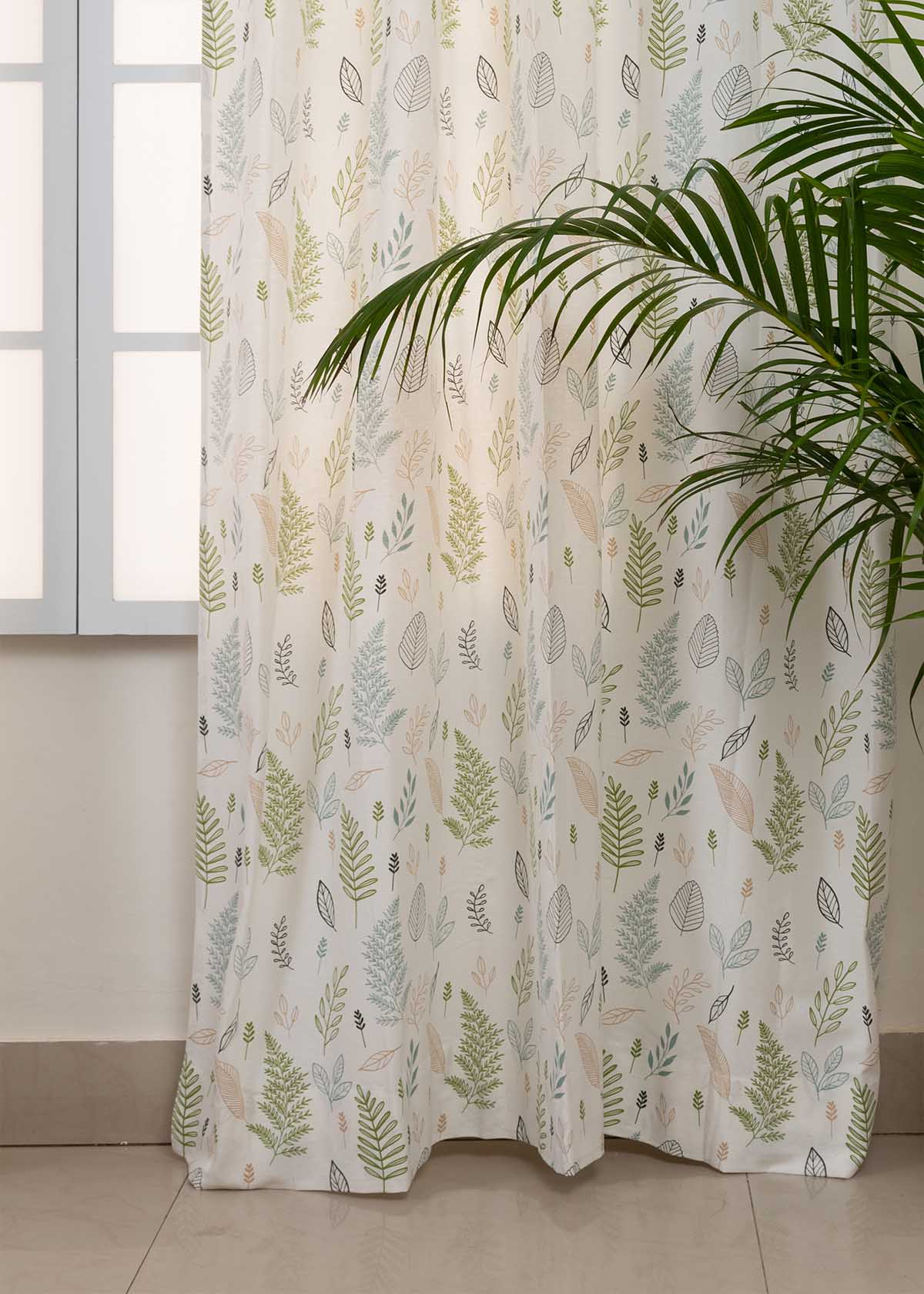 Room Darkening - Rustling Green Leaves Cotton Curtain