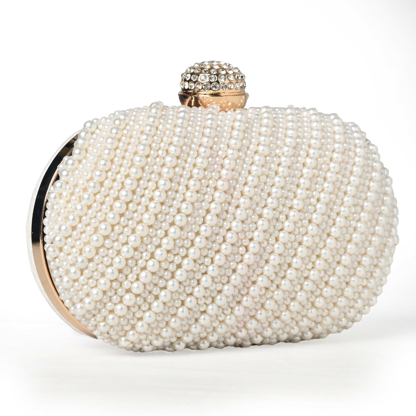 Pearlescent Oval Clutch: Elegant White Beauty