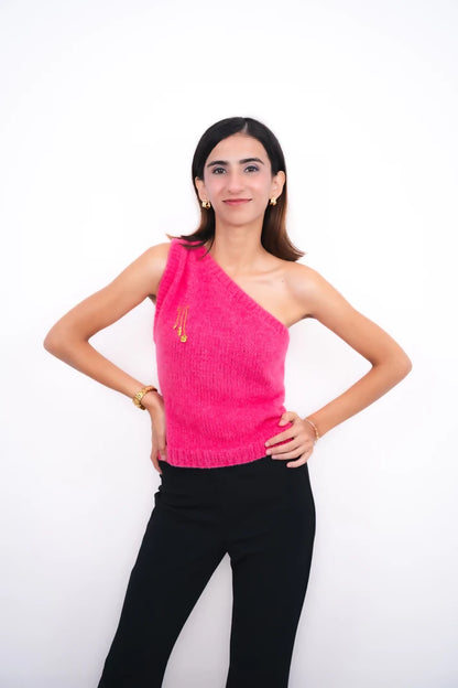 Aurelia One-Shoulder Pink Vest