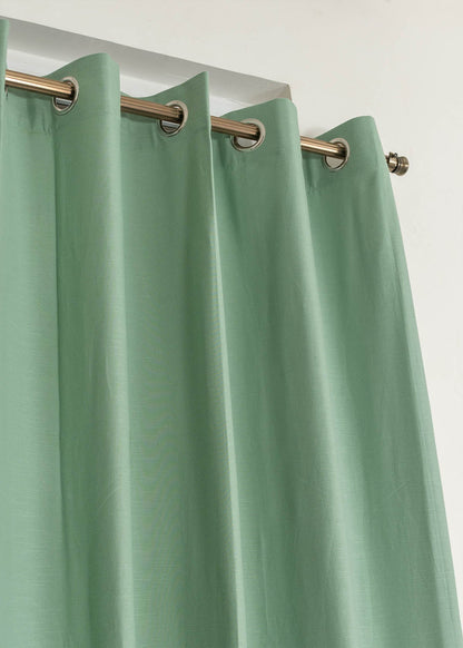 Room Darkening - Sage Green Pure Cotton Solid Curtain