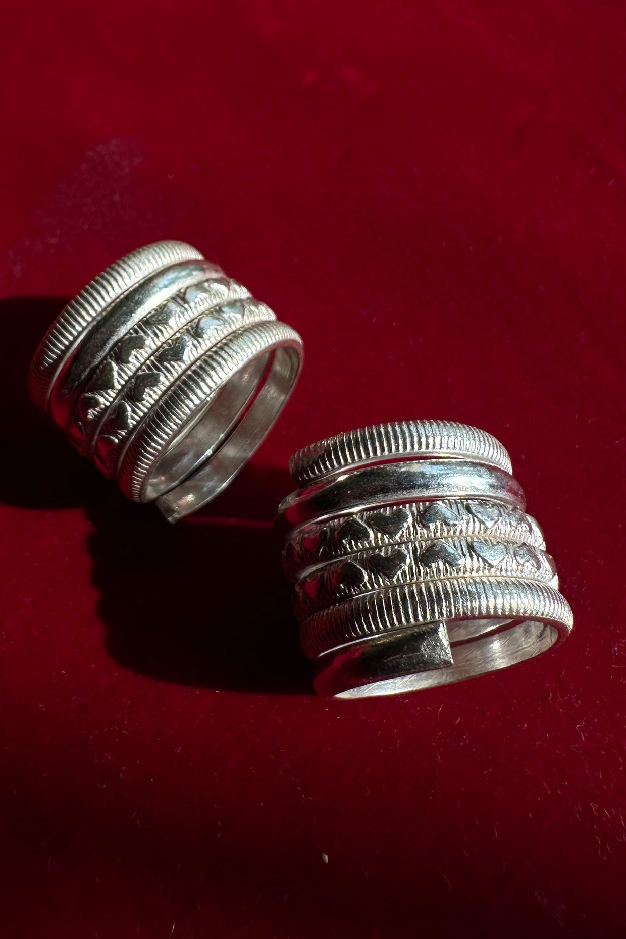 Spiral Ring With Hearts