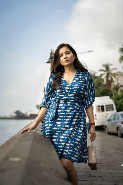 Bali Indigo Cotton Wrap Dress