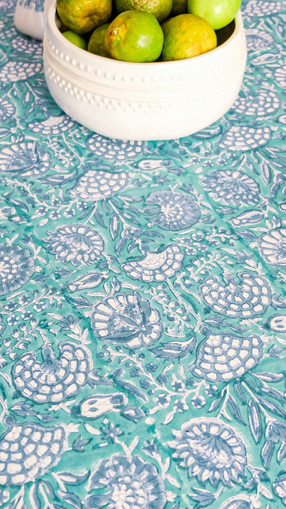 Tranquil Teal Wipeable & Anti-slip Tablecover - RECTANGLE