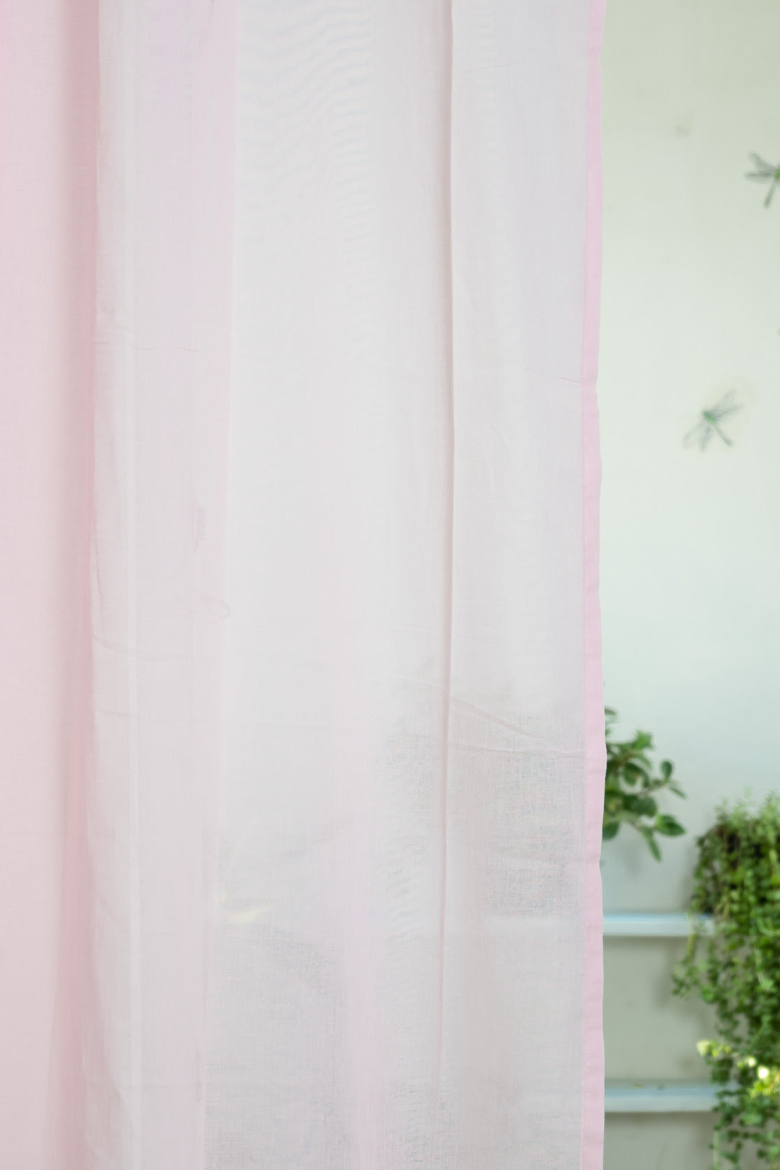 Light Filtering - Powder Pink Cotton Plain Curtain