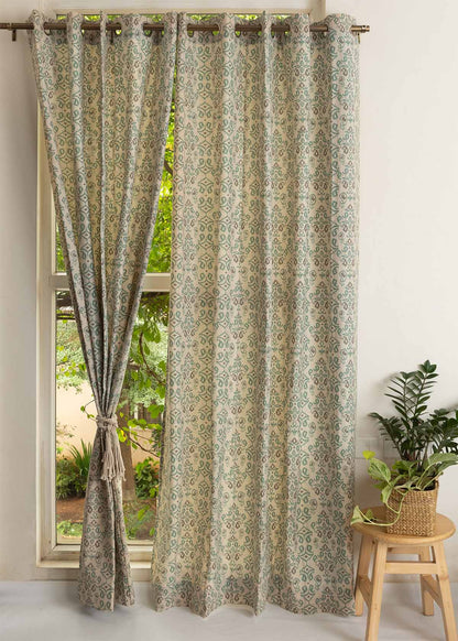 Room Darkening - Spice Route Cotton Geometric Curtain