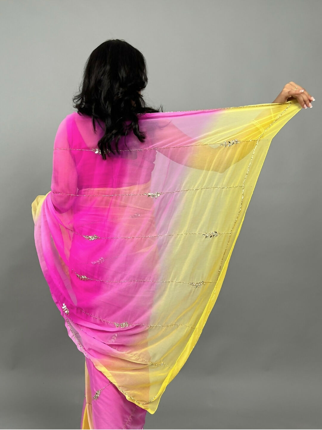 Rani Shaded Chiffon Saree