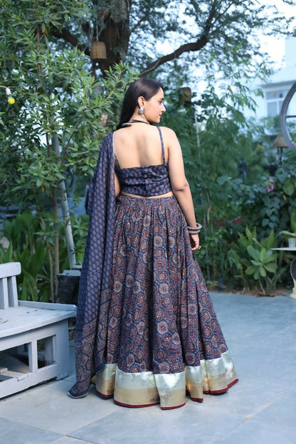 Durga Ajrakh Lehenga