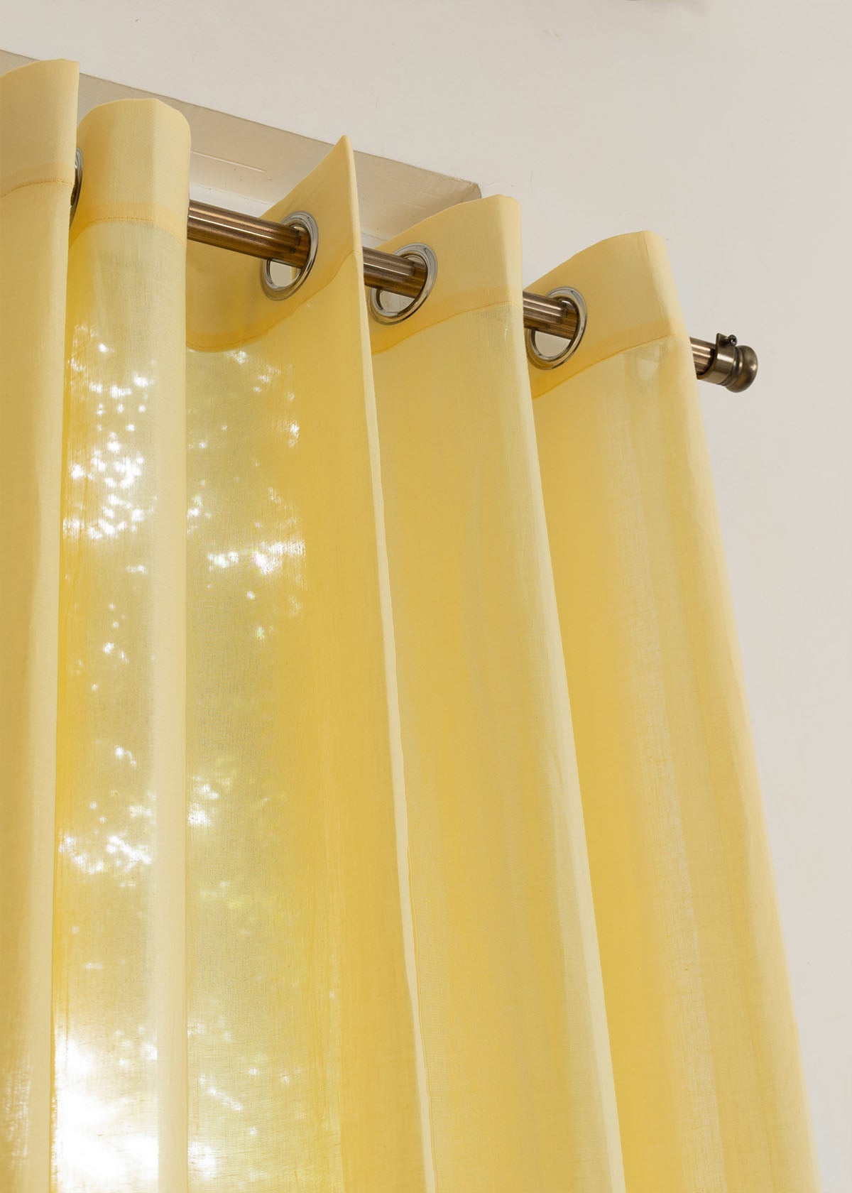 Light Filtering - Solid Turmeric Sheer Cotton Curtain