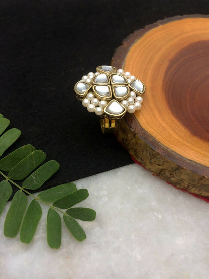 Kundan and Pearl Ring