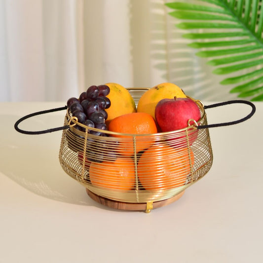 Fruit Basket Round| Bread Basket: Wood & Metal
