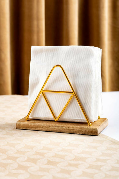 Napkin Holder Wooden Golden Triangle