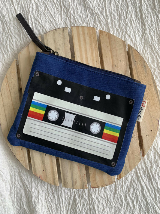 Cassette Pouch In Blue/White