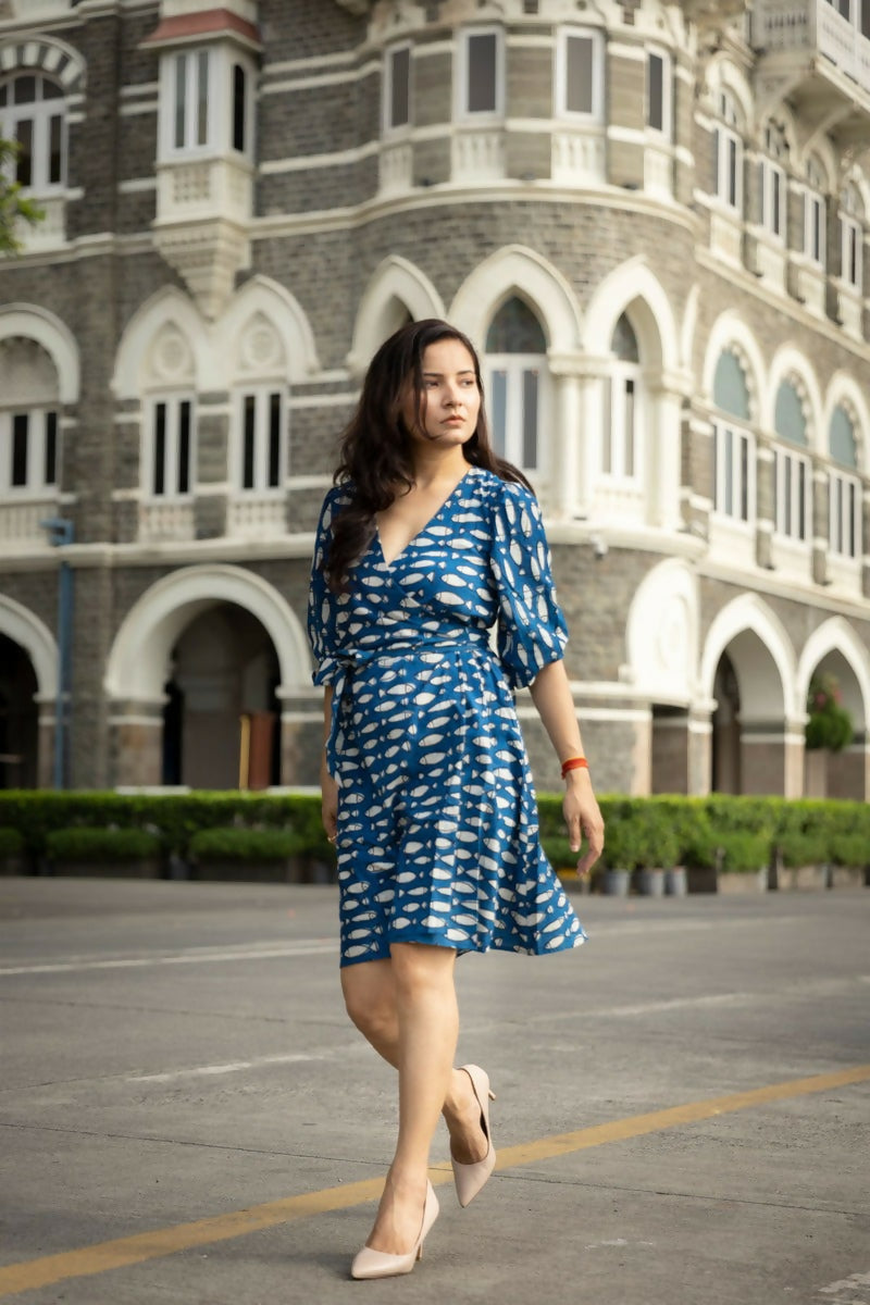 Bali Indigo Cotton Wrap Dress