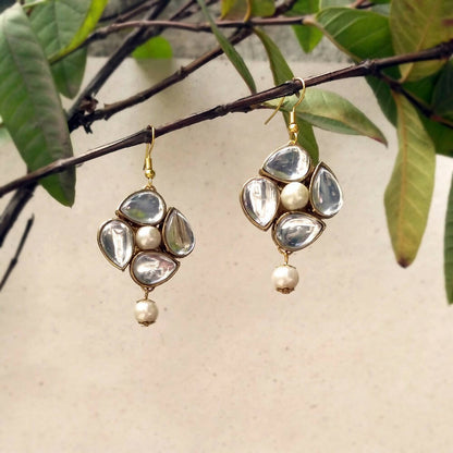 Kundan and Pearl Drop Earrings