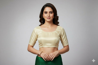 Swara Golden Tissue Embroidered blouse with back bow