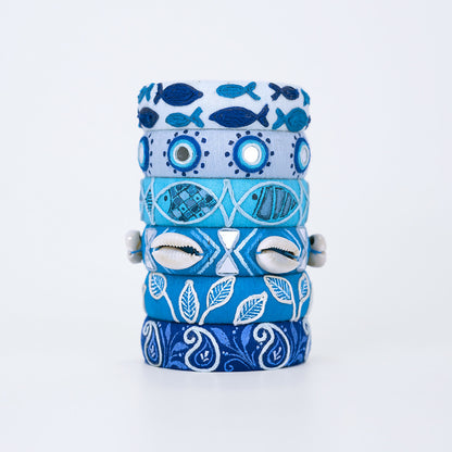 Nadi G Shell & Mirror Embellished Bangle Set