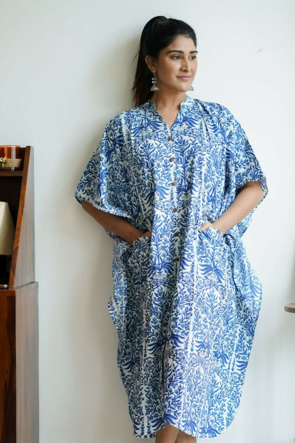 Tree-of-life-hand-block-printed-cotton-kaftan-dress-2