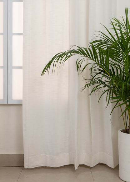 Room Darkening - Solid Warm White Cotton Plain Curtain