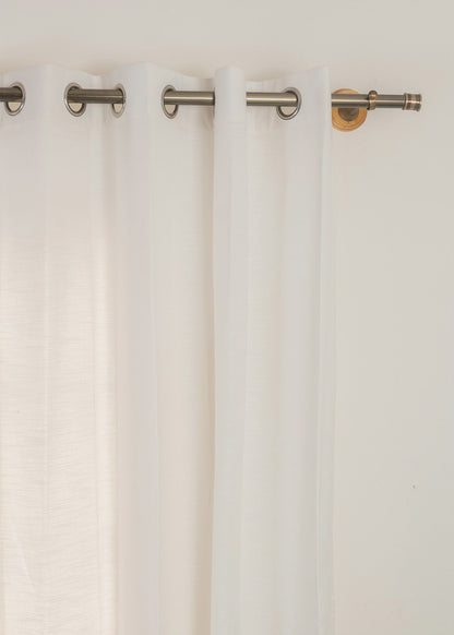 Room Darkening - Solid Warm White Cotton Plain Curtain