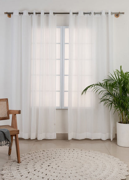 Light Filtering - Solid White Sheer Cotton Curtain