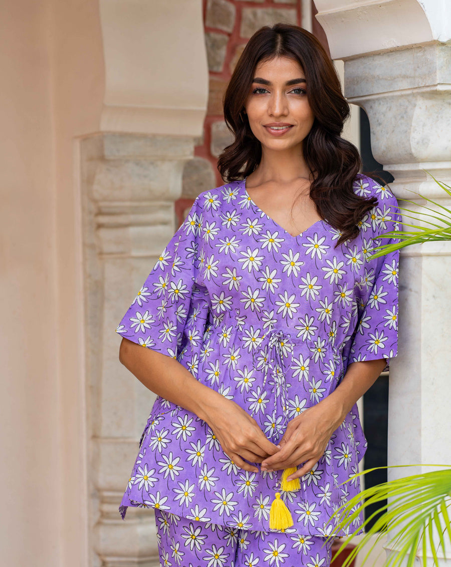 Whoopsie Daisy Purple Chill Jams Cotton Co-ord Set