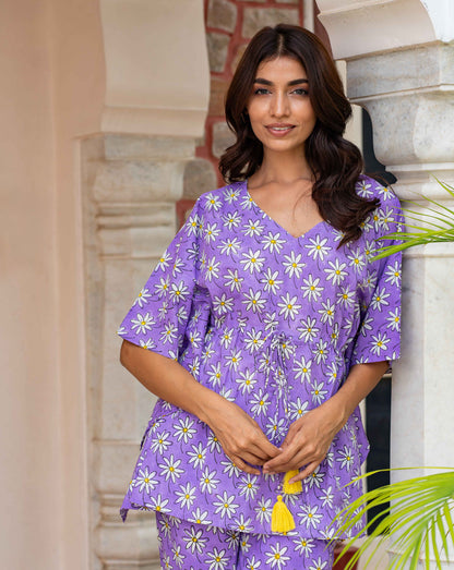 Whoopsie Daisy Purple Chill Jams Cotton Co-ord Set