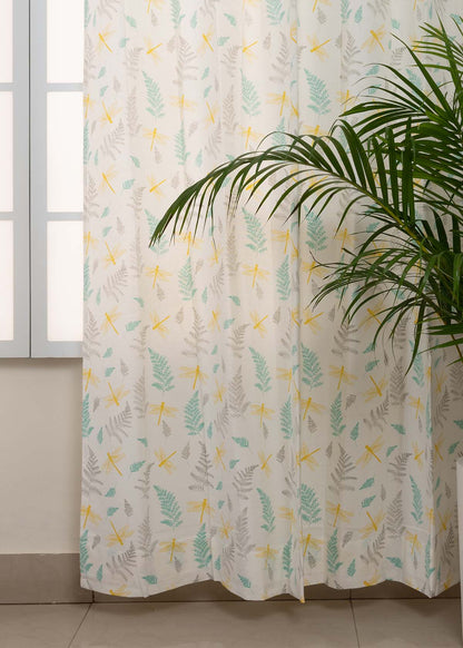 Room Darkening - Winged Skies Printed Pure Cotton Floral Curtain