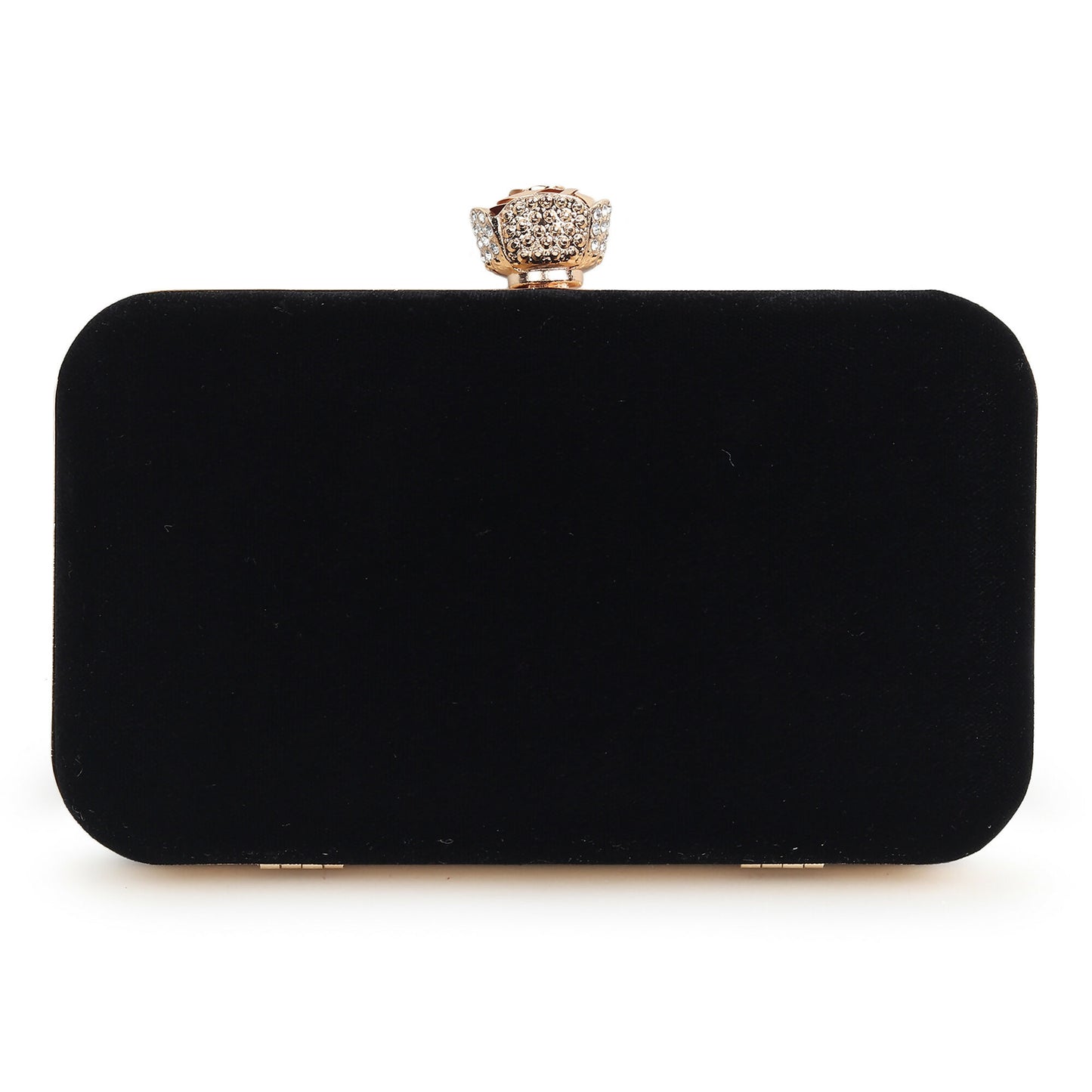 Noir Black Velvet Dabka Work Clutch