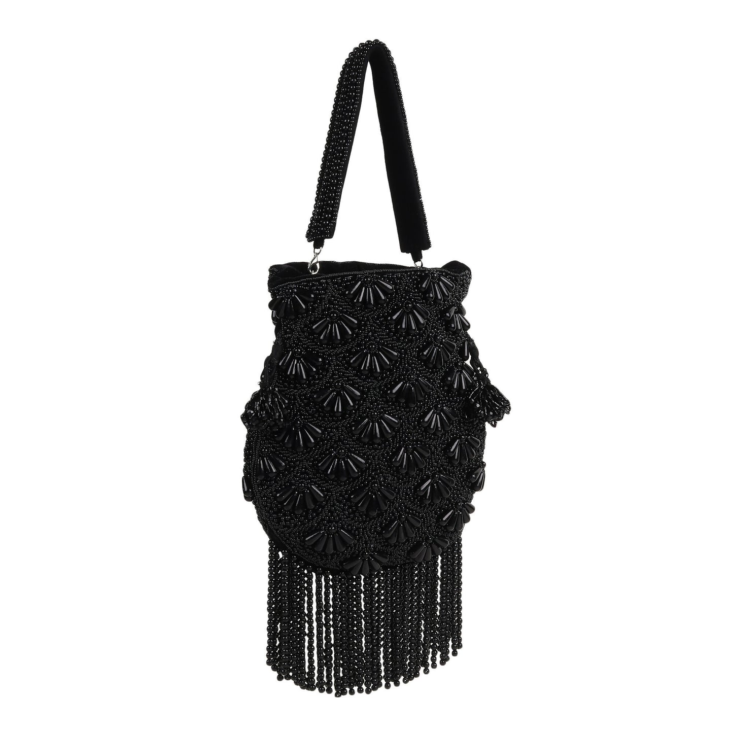 Ebony Pearl Black Velvet Potli Bag