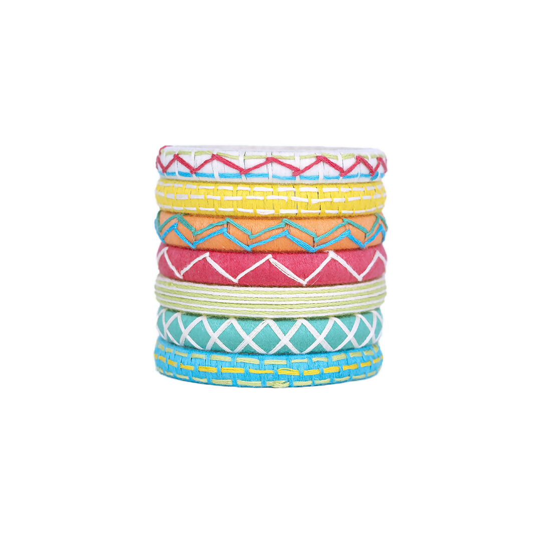 Tvsiha Threadwork Pastel Bangle Set