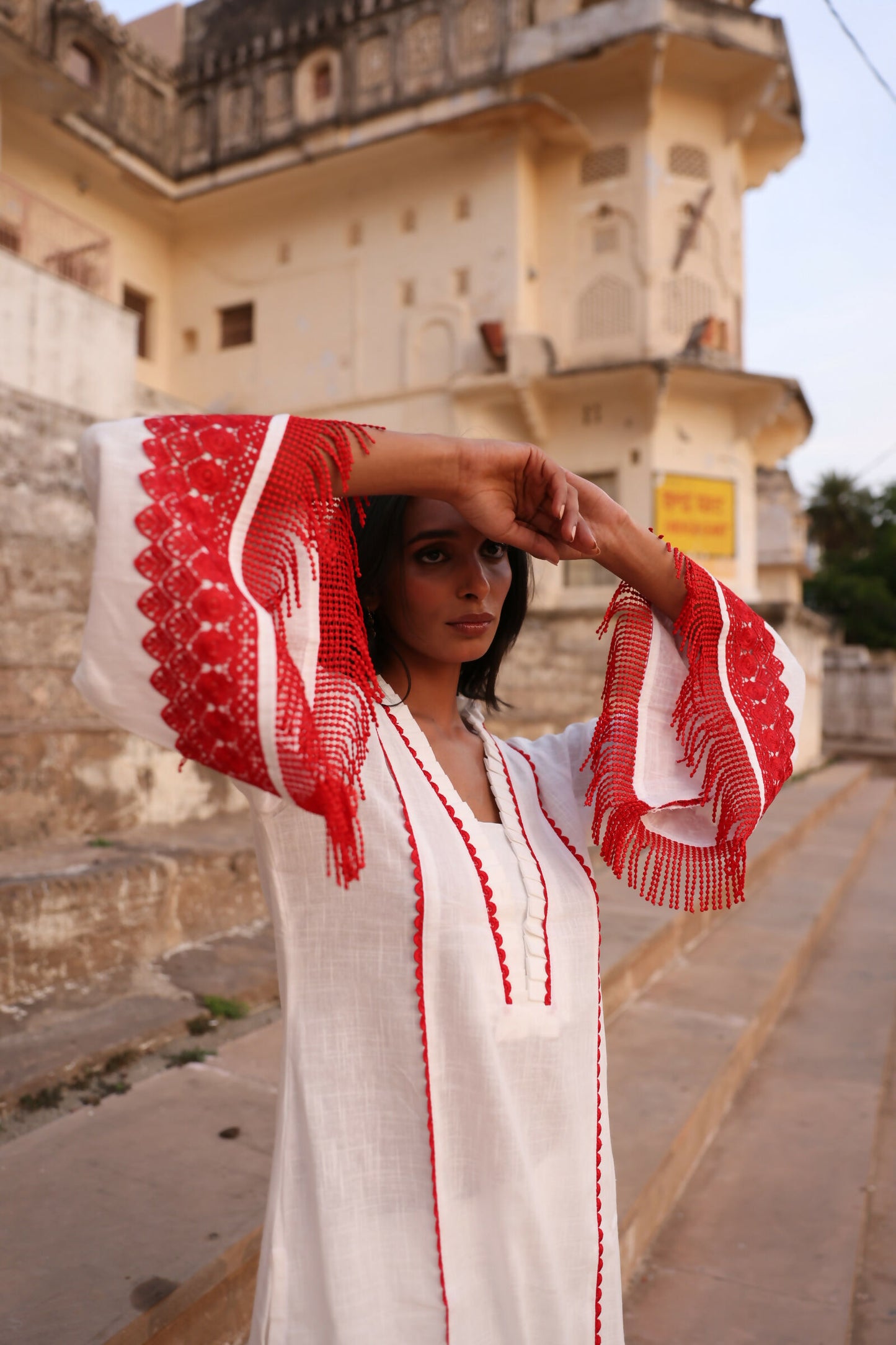 Oorja White & Red Pakistani Suit Set