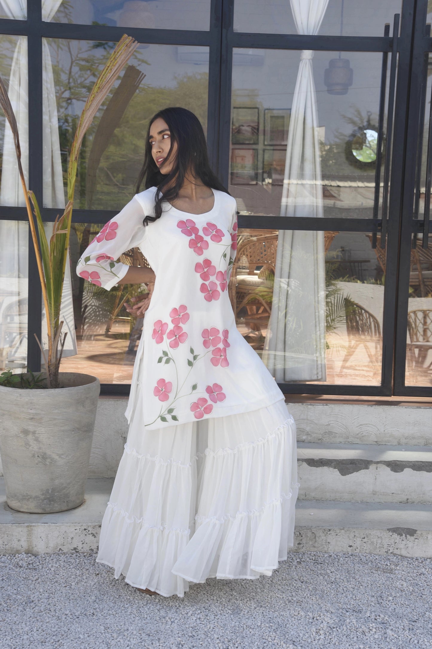 Dogwood Sharara Set in White