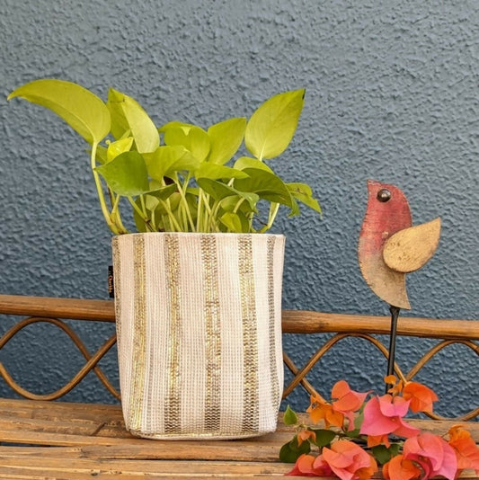 Upcycled Handwoven: Grow Pot Cover Small
