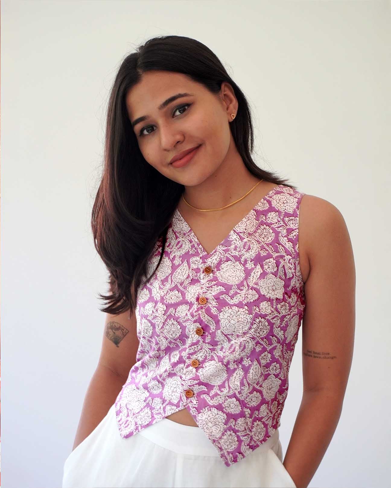 Wisteria Cotton Waistcoat