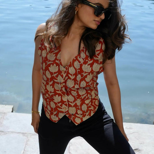 Red Lotus Vest Top