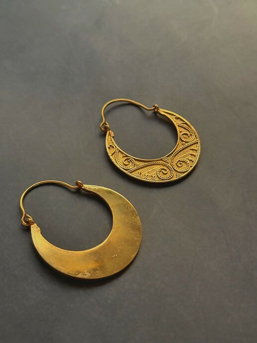 Crescent Moon Brass Earrings