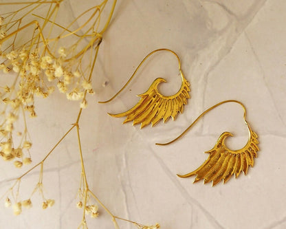 Angel Wings Brass Earrings