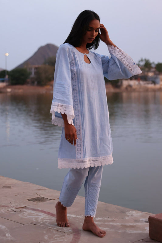 Sanchita Short Light Blue Suit Set
