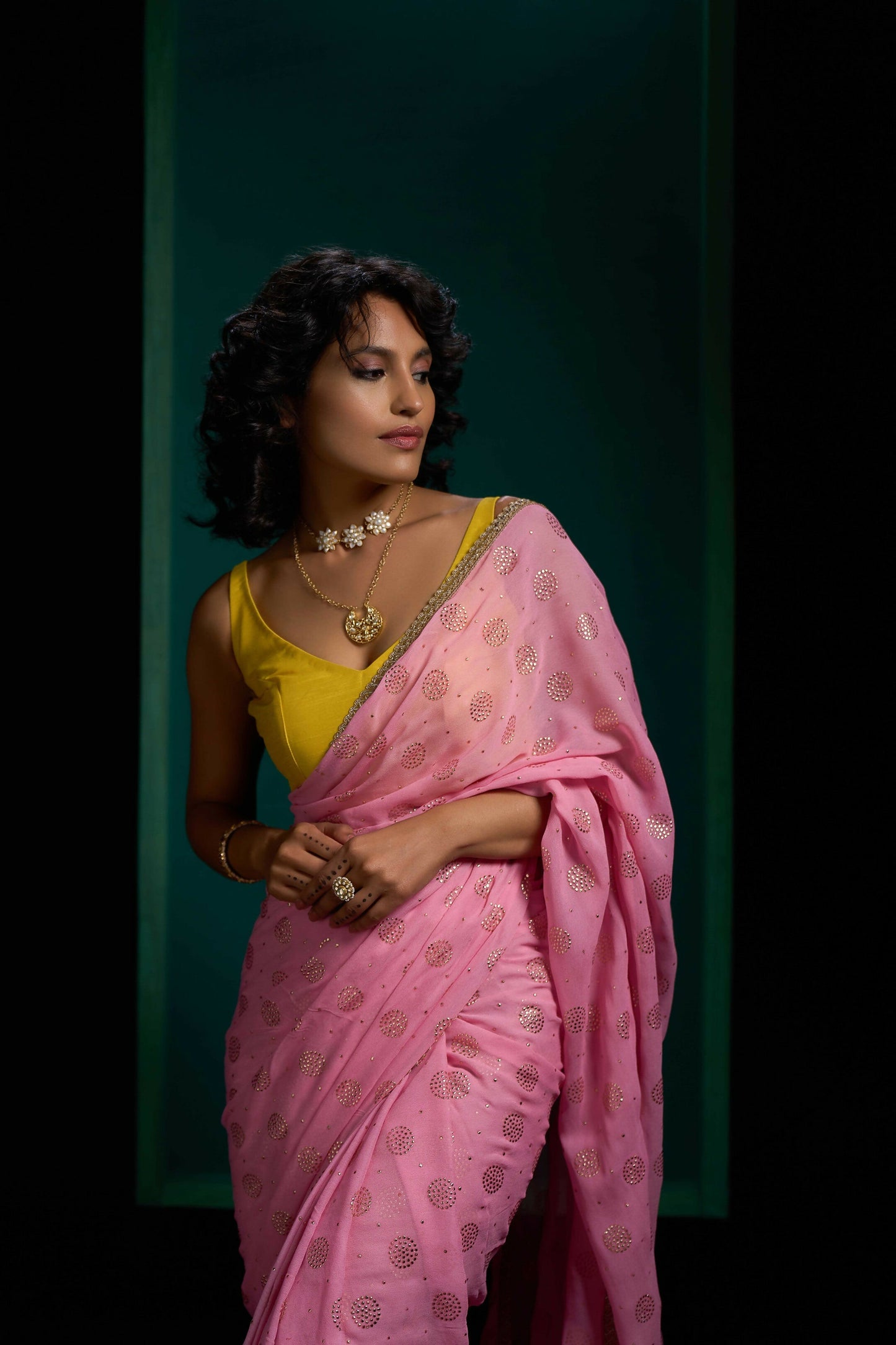 Solid Gota Border Saree