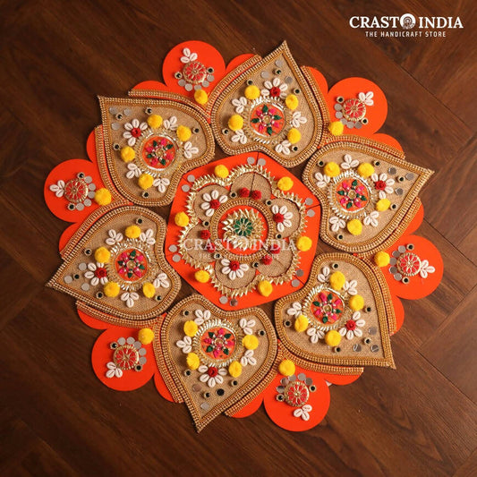 Orange Handcrafted Festive Rangoli