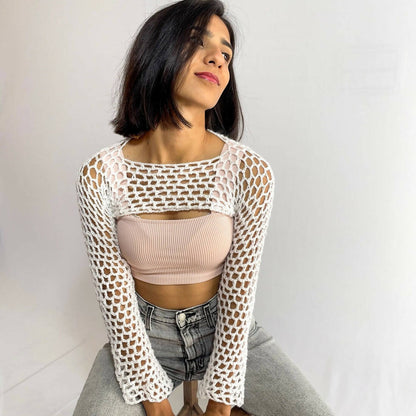 Crochet Sleeve Crop Top